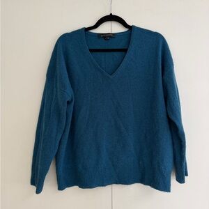 Skull Teal V-Neck Cashmere Blend Sweater